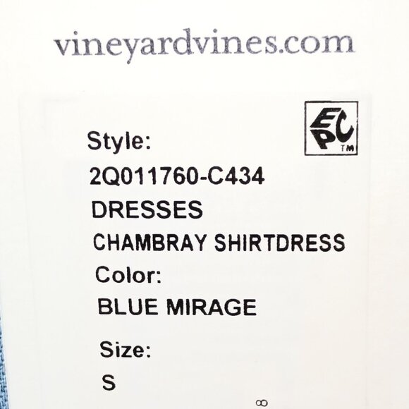 NEW Vineyard Vines Margo Chambray Shirt Dress Blue Mirage Small - Picture 9 of 11